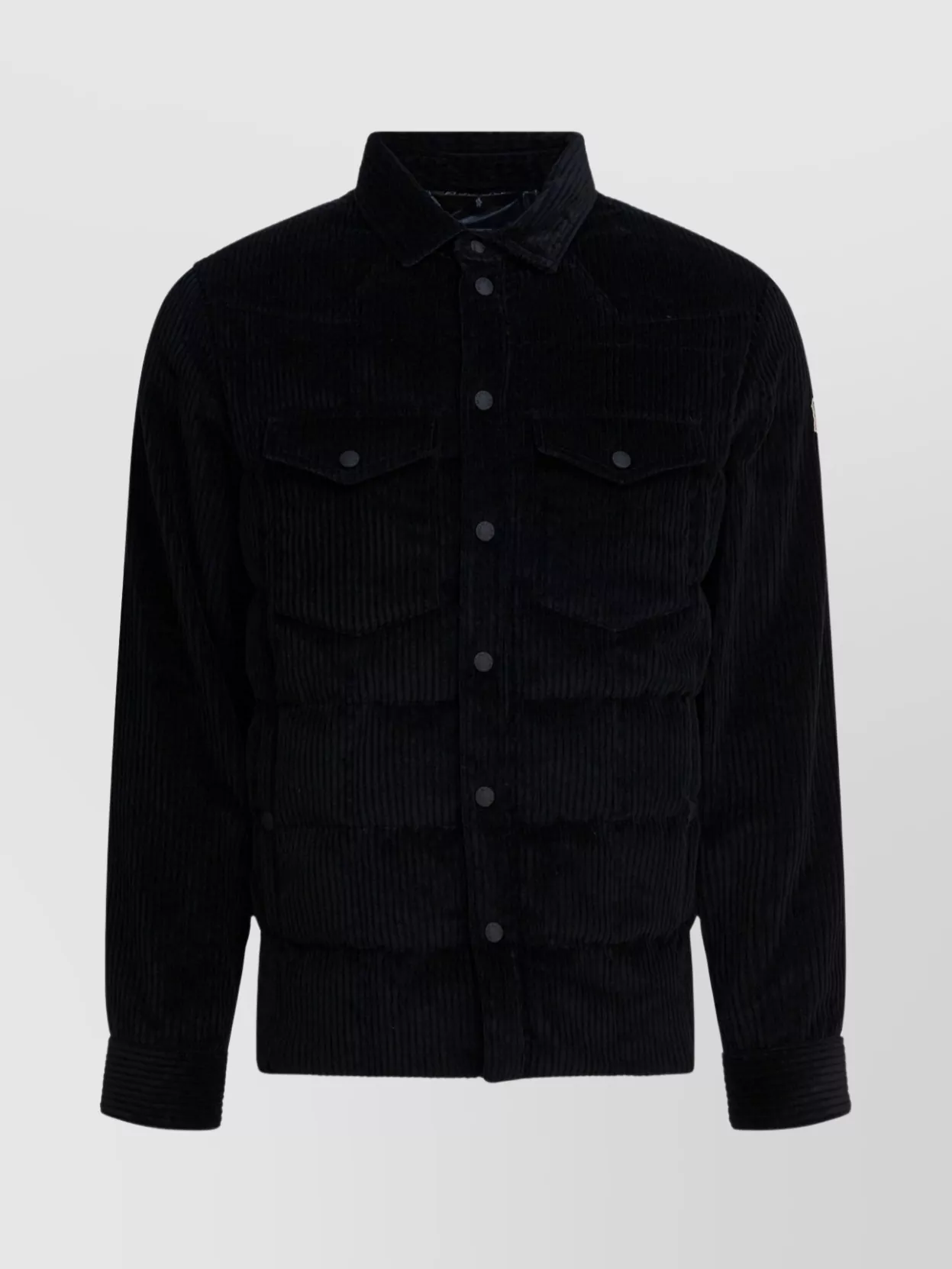Moncler Corduroy Shirt Jacket Featuring Chest Pockets In Black