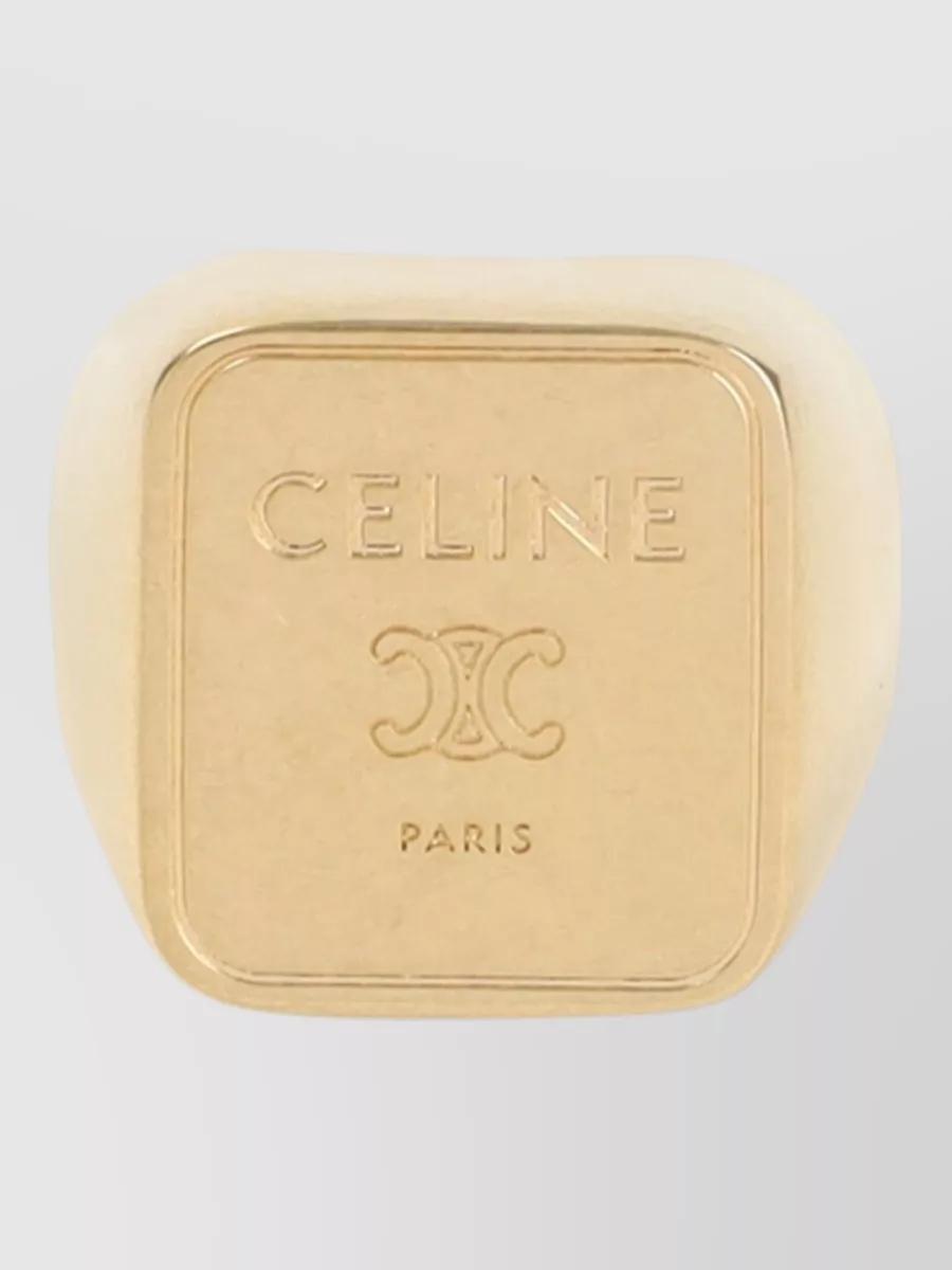 Celine Square Shaped Signet Ring With Polished Finish