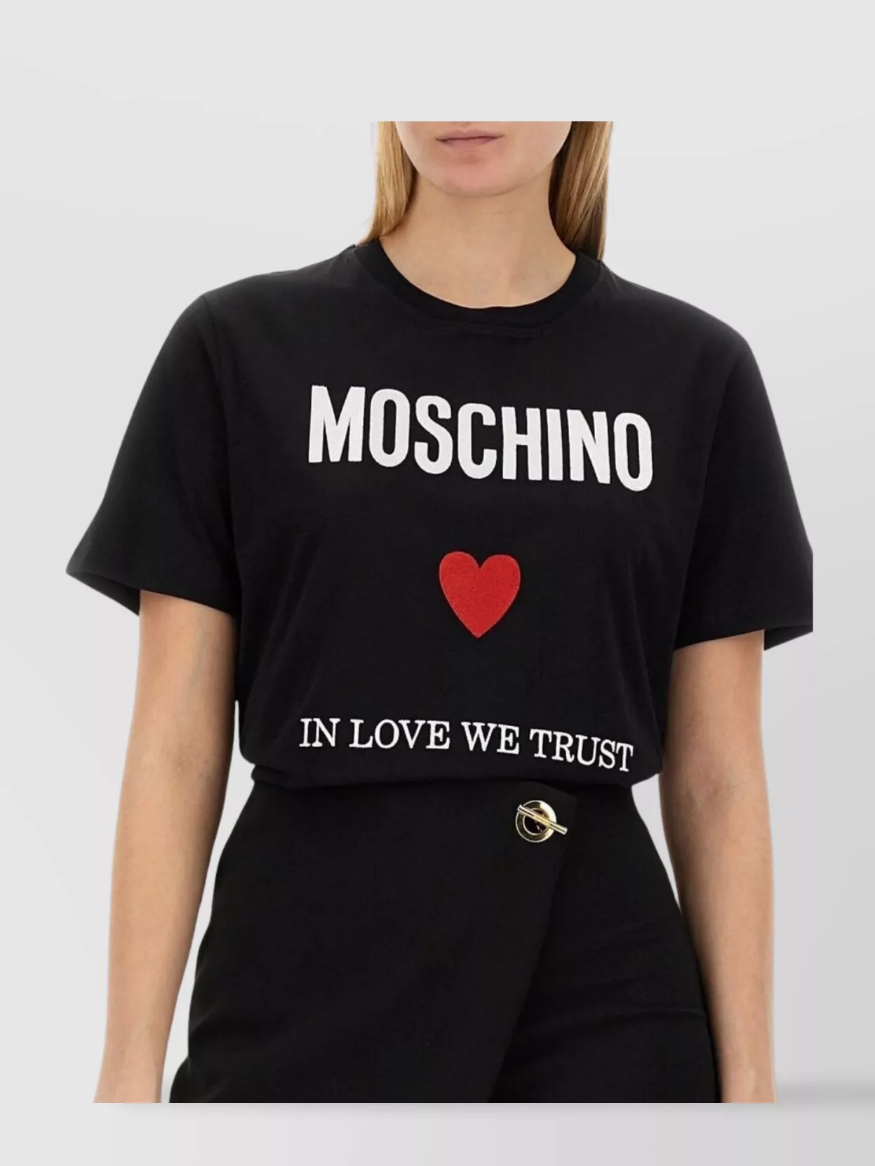 Moschino Black Regular Fit T-shirt With Logo And Heart Graphic