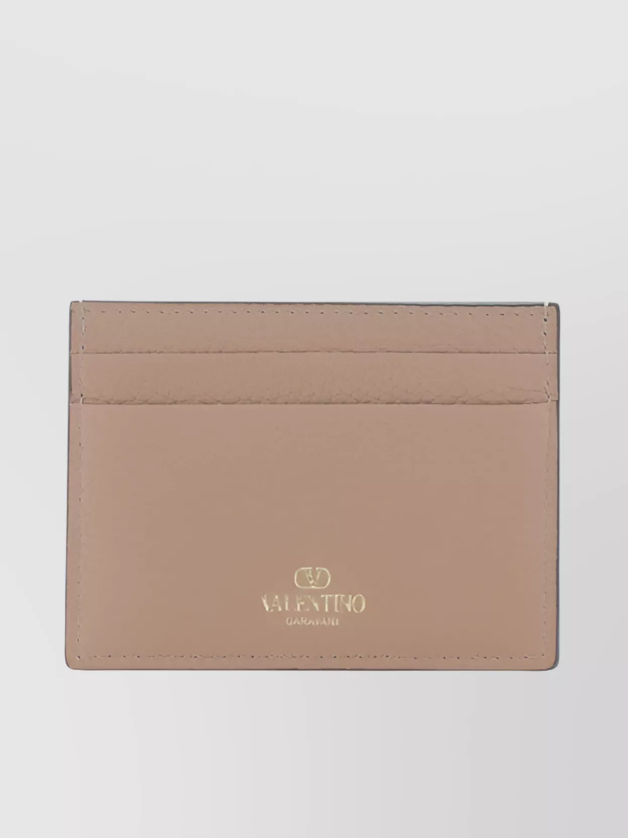 Valentino Garavani Rockstud Stud Embellished Leather Card Holder In Neutral