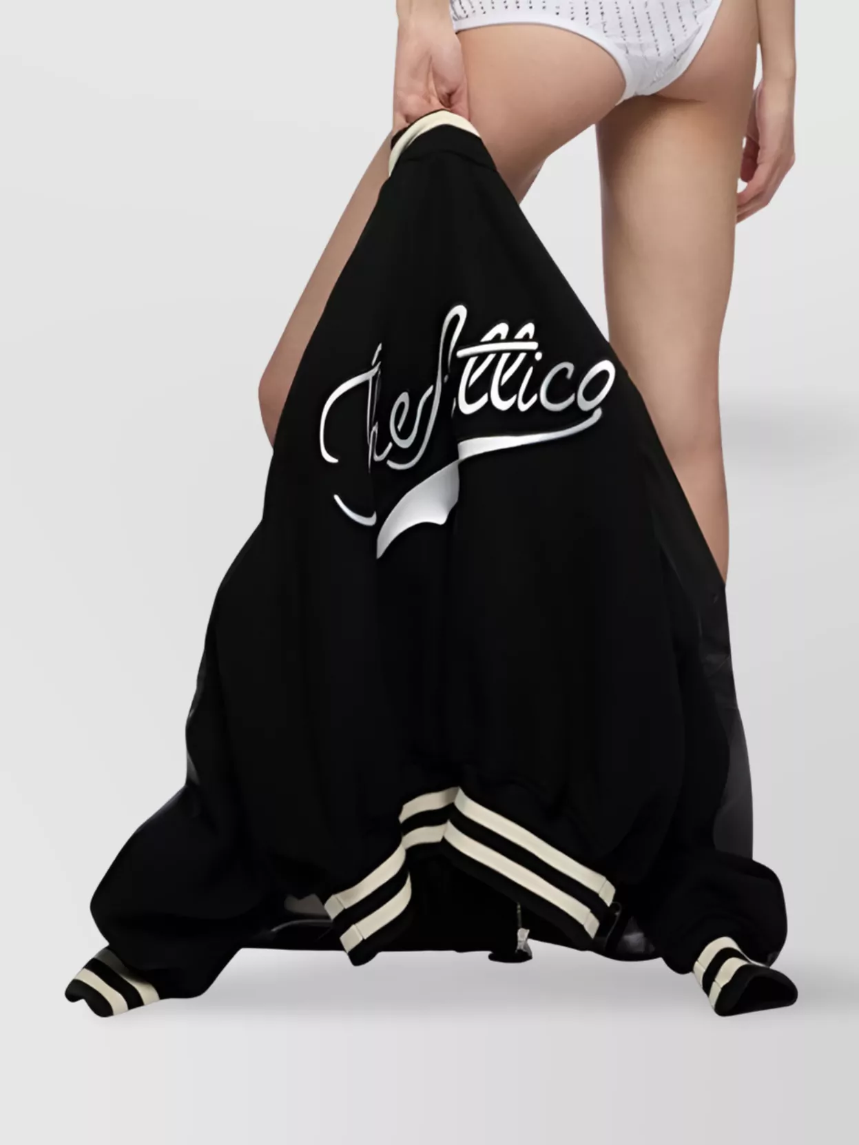 The Attico Crew Neck Perforated Ribbed Sleeveless Tank Top