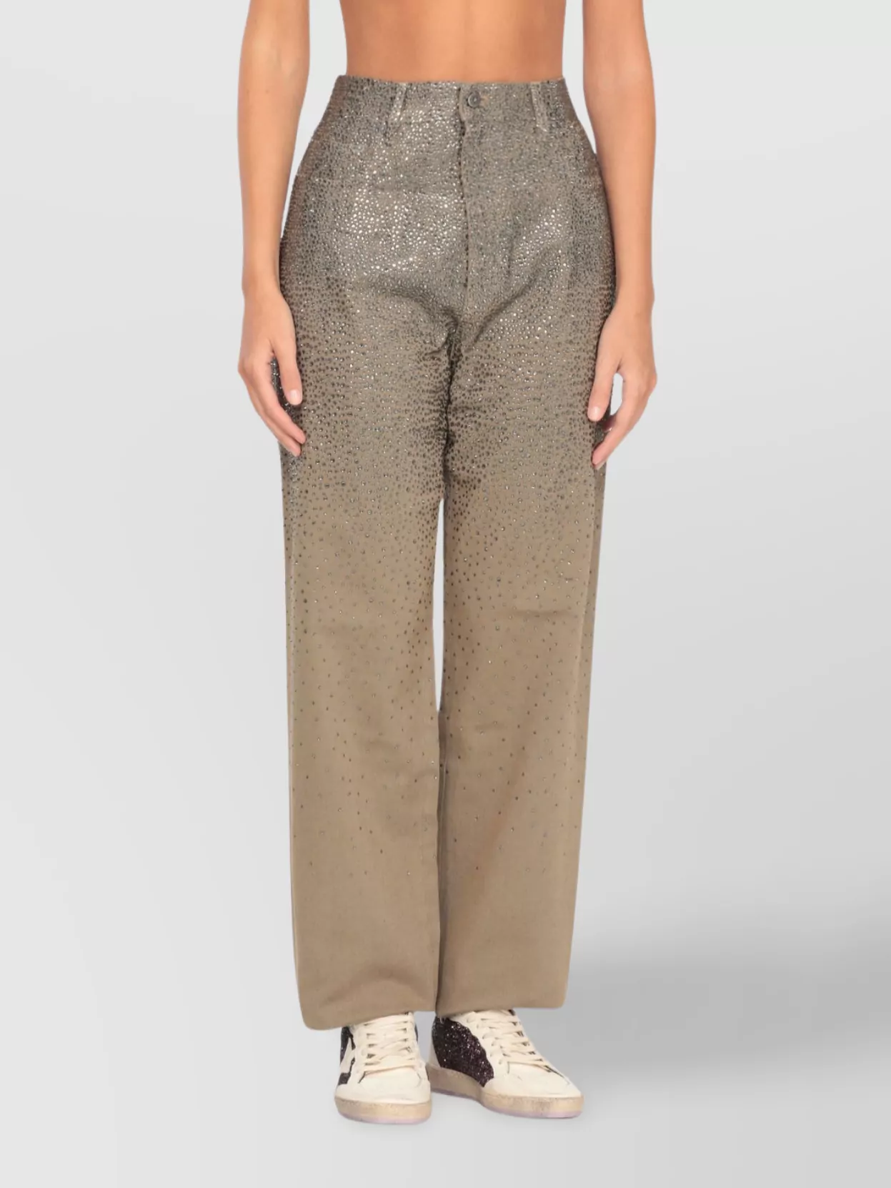 Golden Goose Strass Detailed Straight Leg Trousers