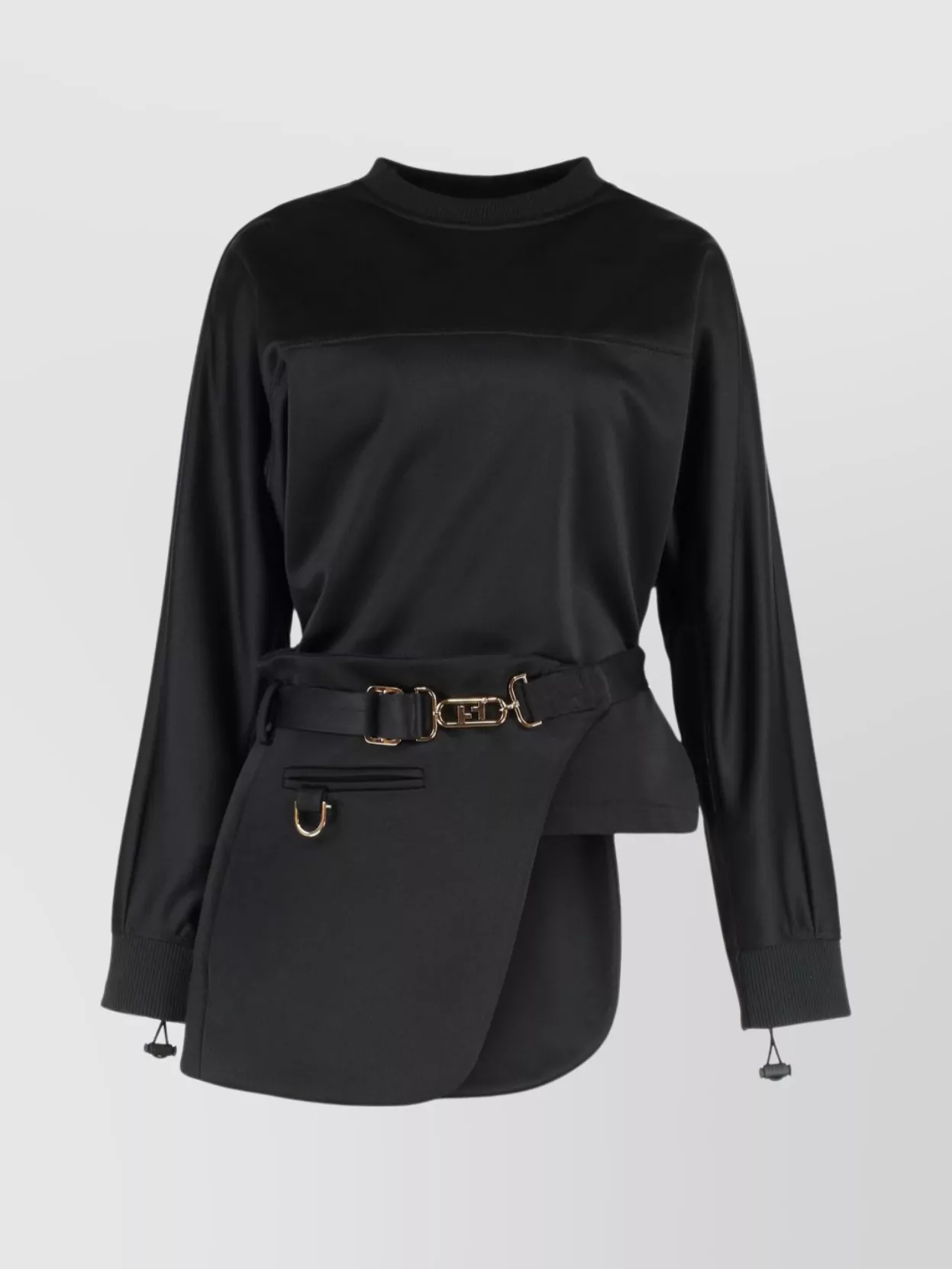Fendi Crewneck Sweatshirt With Asymmetric Hem And Belt