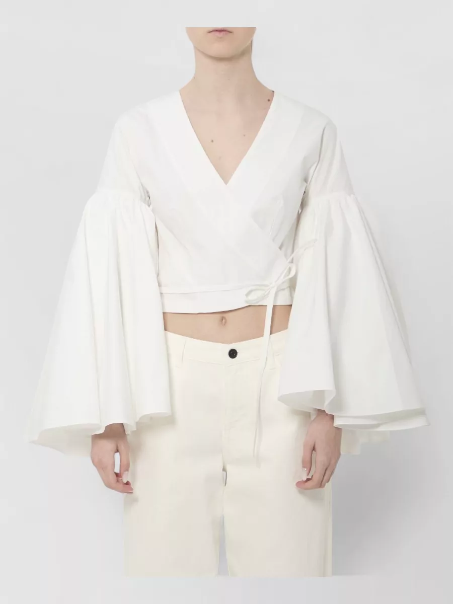 Jacquemus Cotton wrap cropped blouse