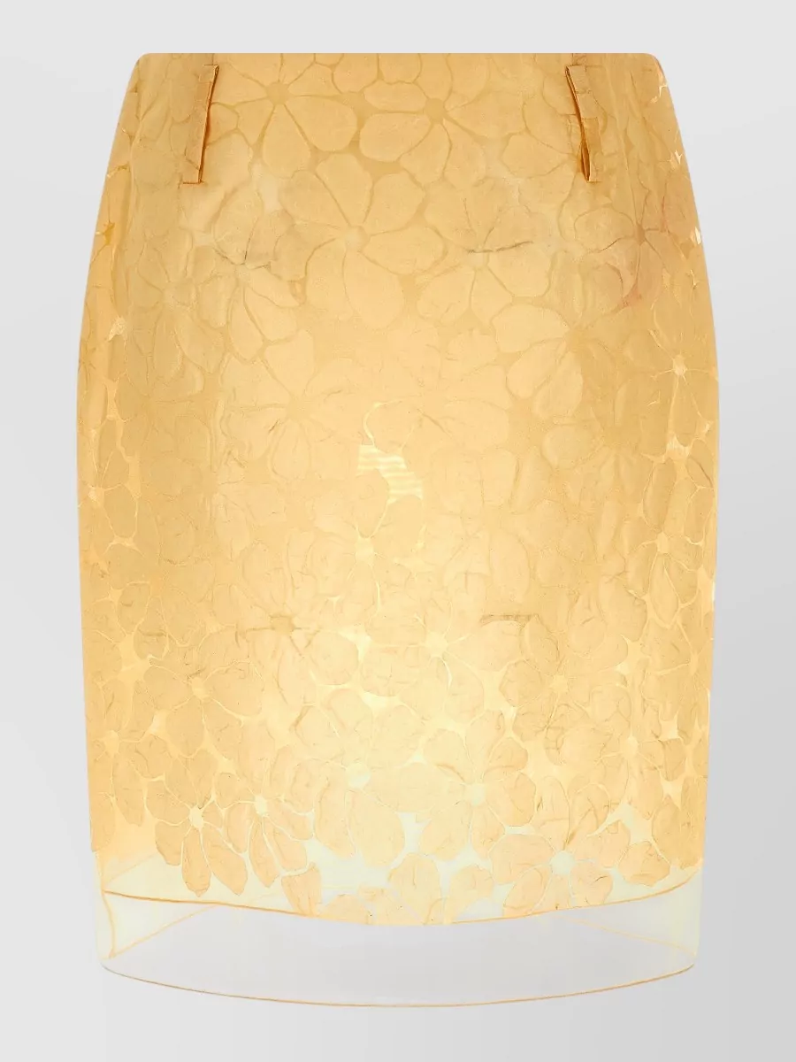 Marni floral semi-transparent straight skirt