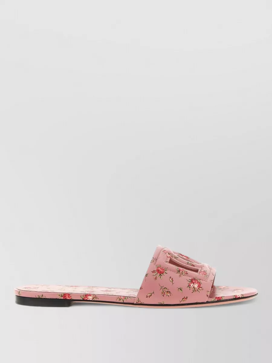 Dolce&Gabbana leather logo cutout slides