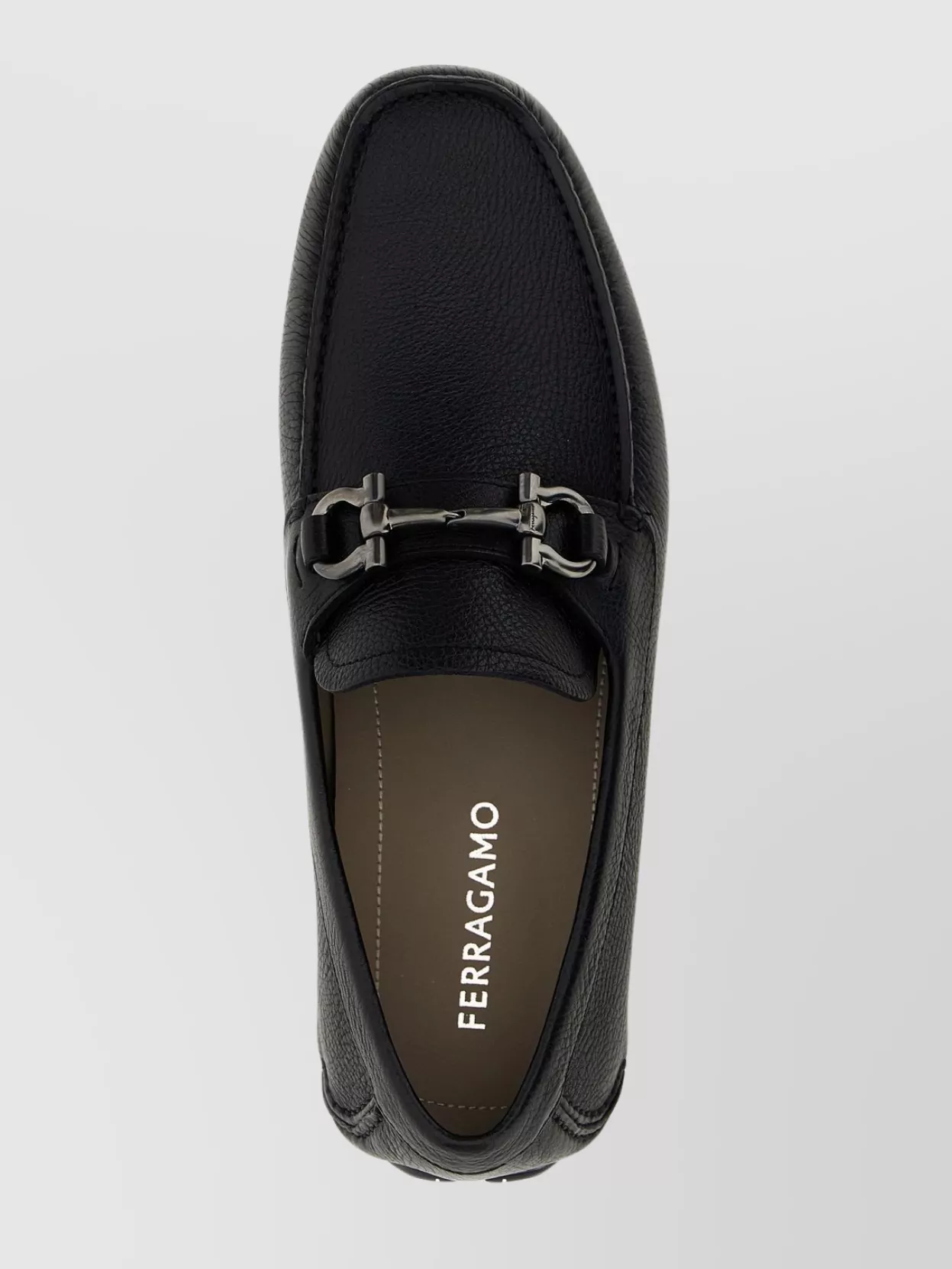 Ferragamo Parisian Metal Bit Pebbled Loafers