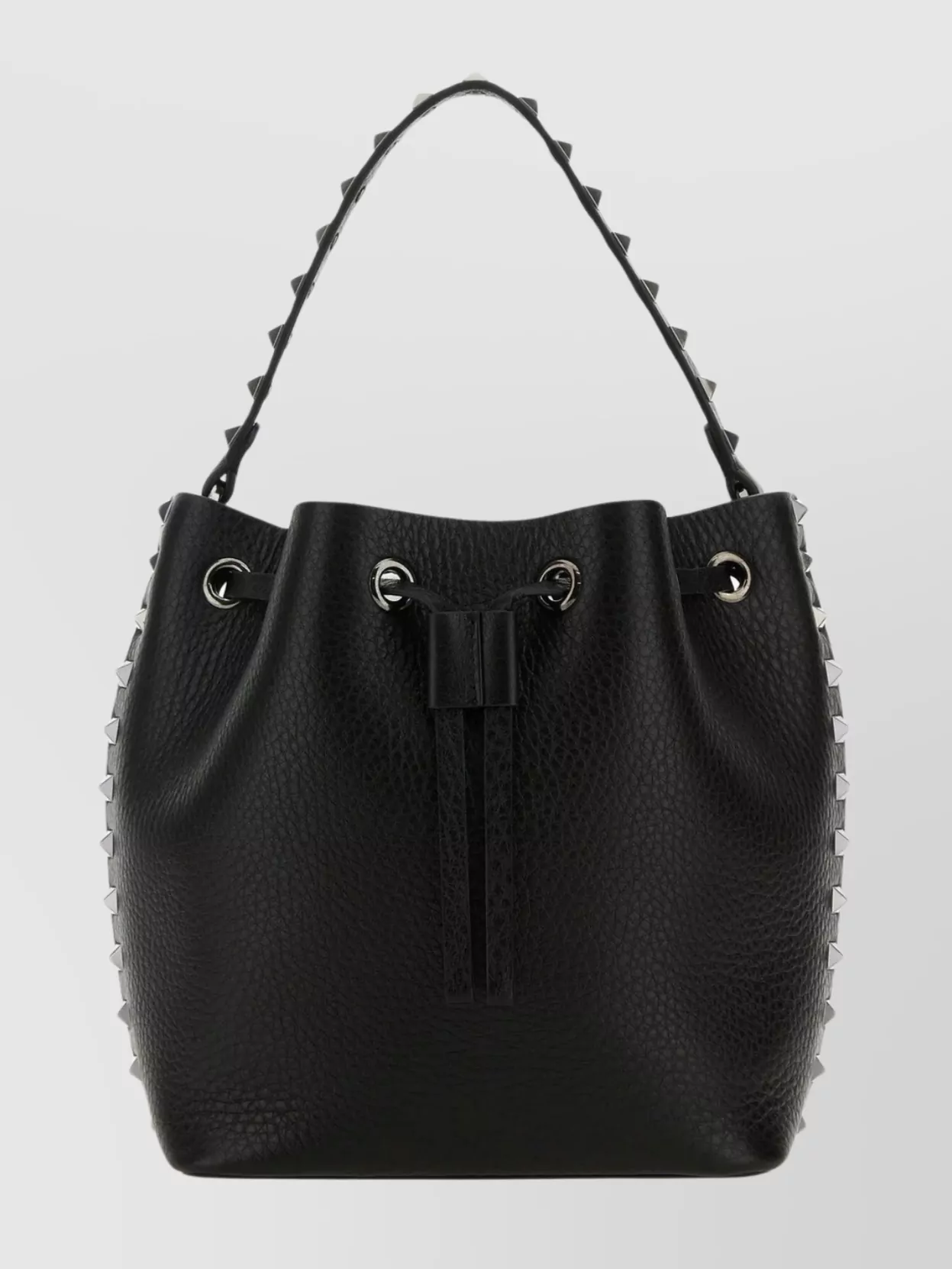 Shop Valentino Leather Bucket Bag Featuring Rockstud Accents