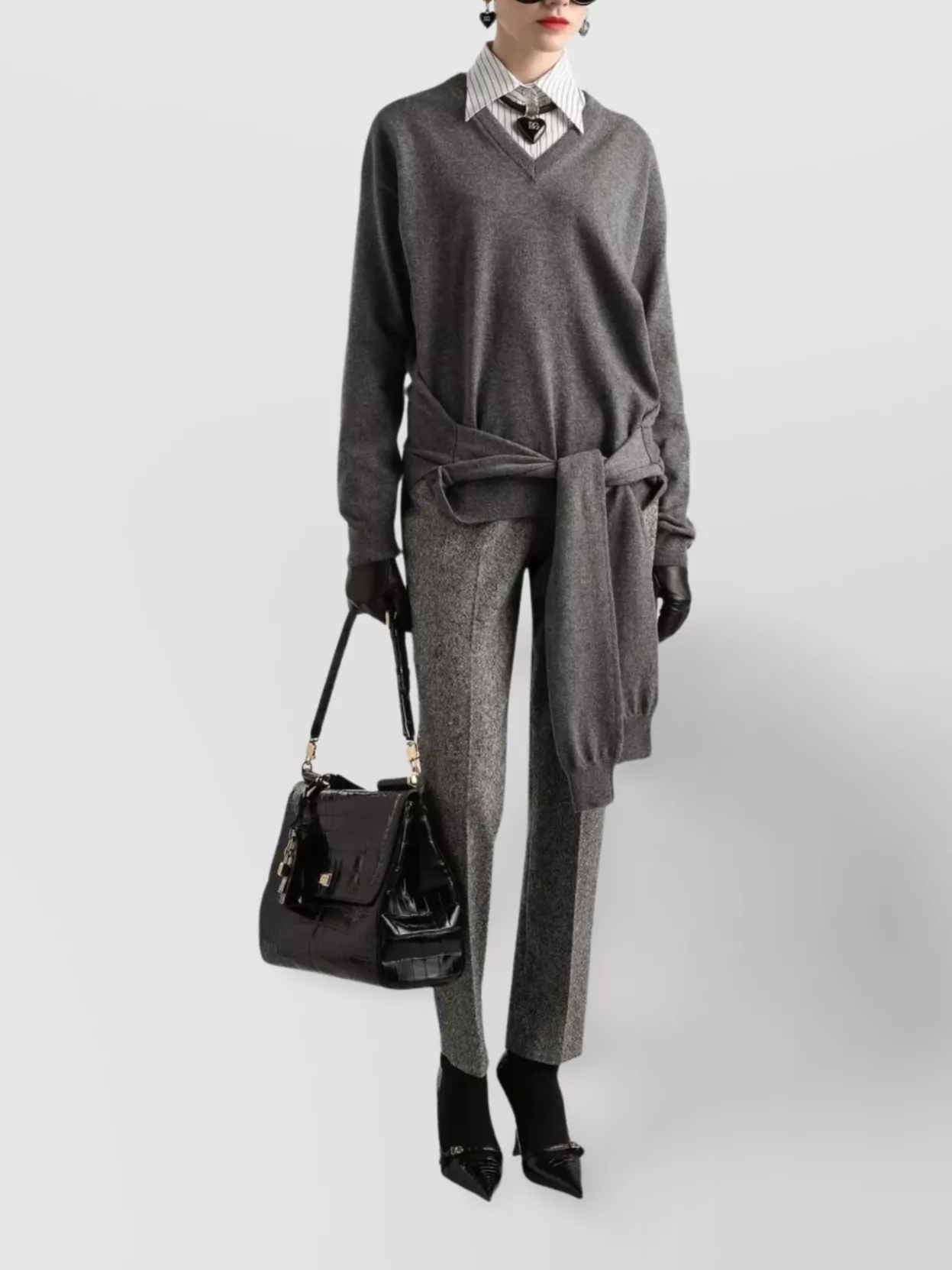 Dolce & Gabbana Wool Tailored Trousers Featuring Textured Fabric In Gray