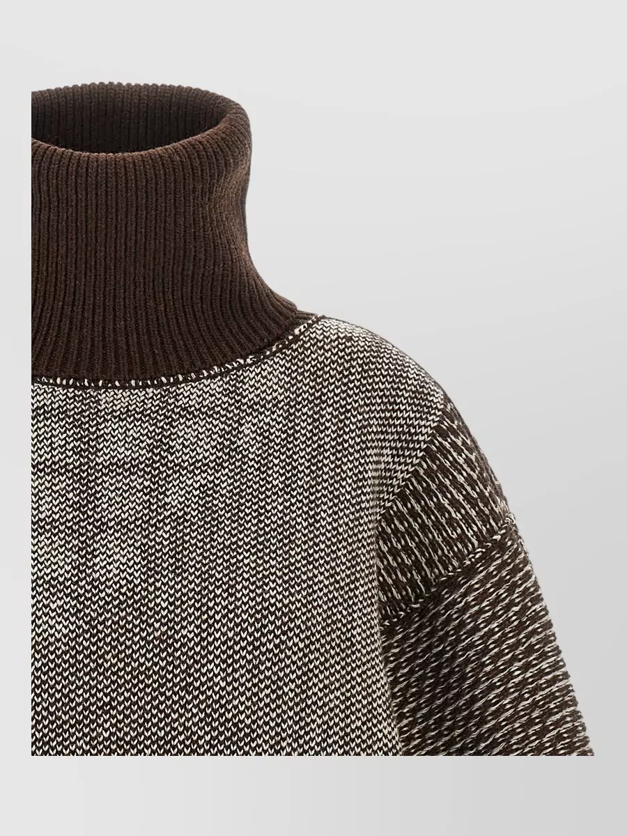 Mm6 Maison Margiela Wool Jacquard High Neck Mini Sweater Dress