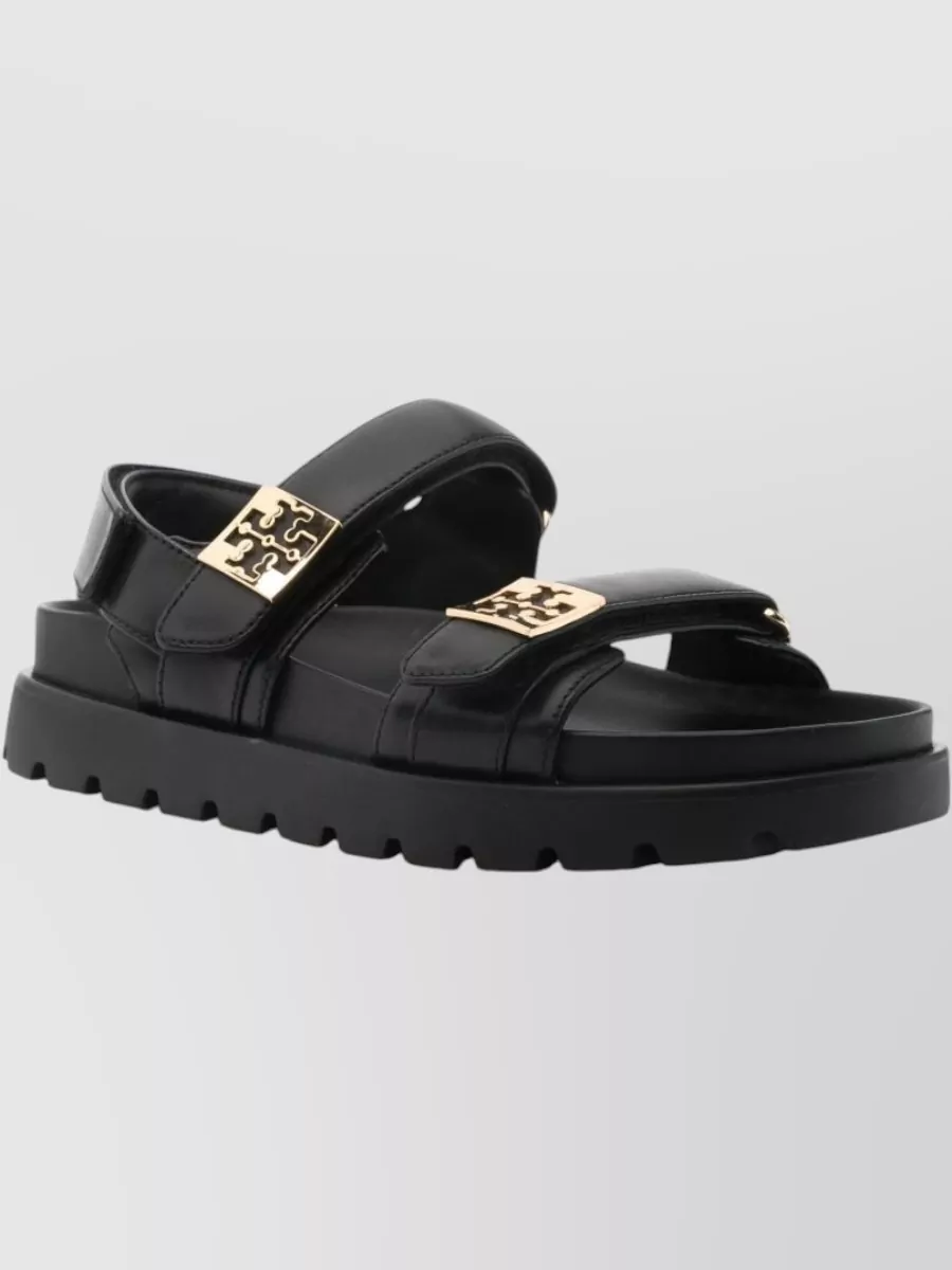 Tory Burch Sport Leather Sandals Open Toe Flat Sole