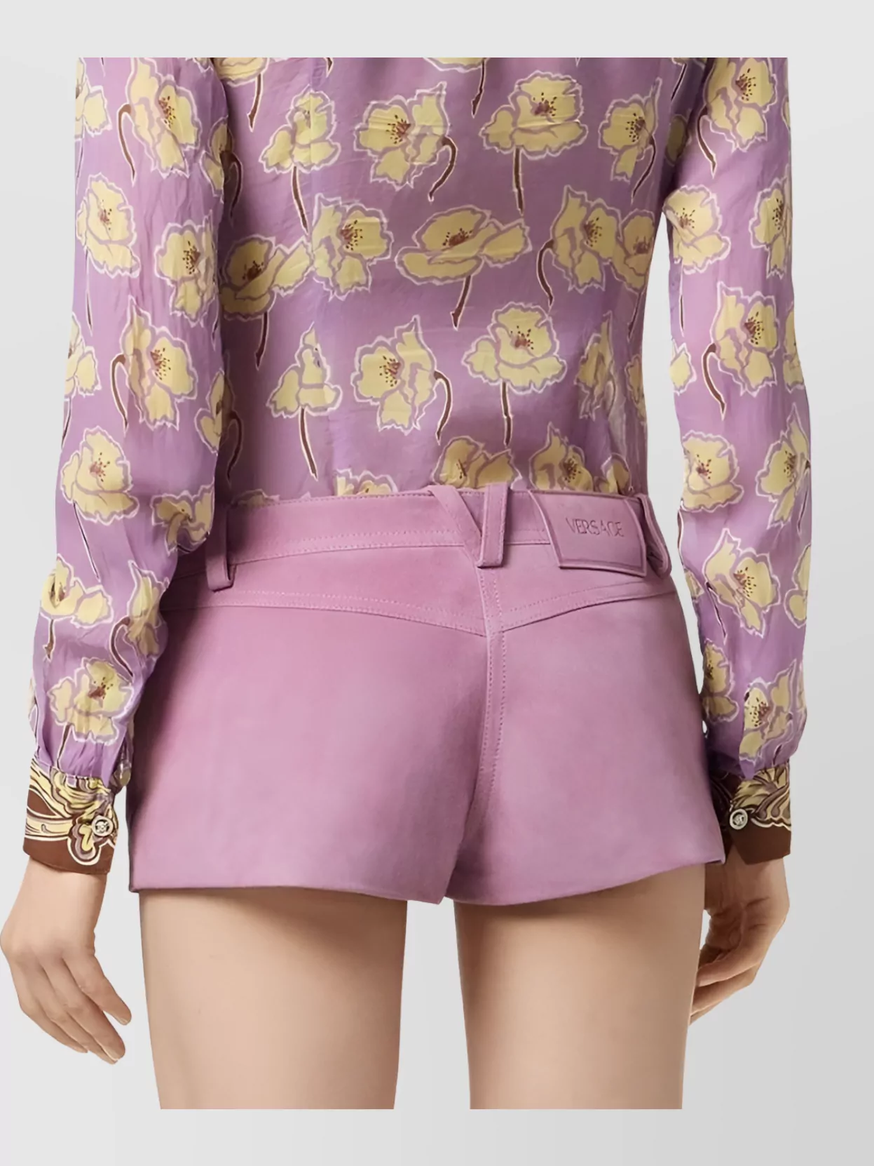 Versace Poppies Print Crinkled Crepe Button-up Shirt