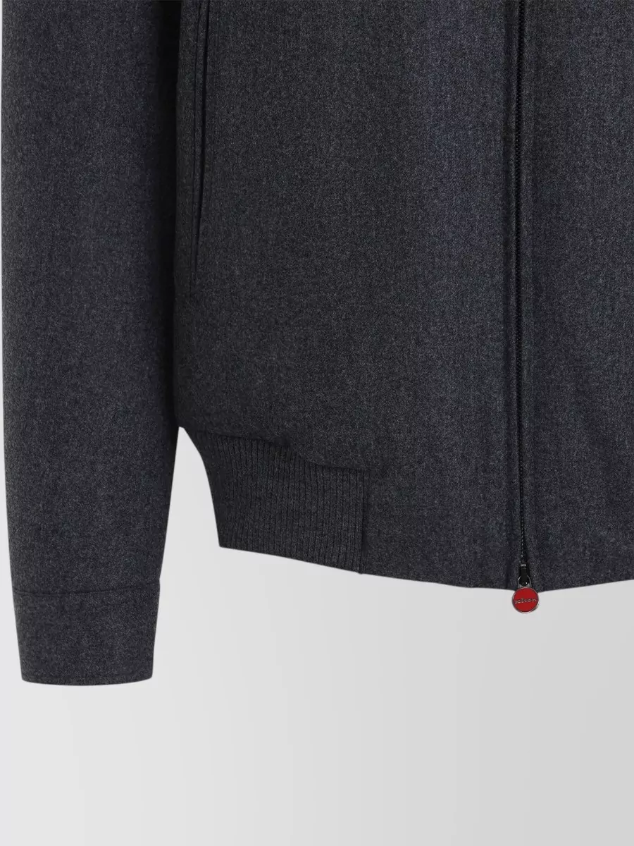 Kiton Virgin Wool Ribbed-Hem Bomber Jacket