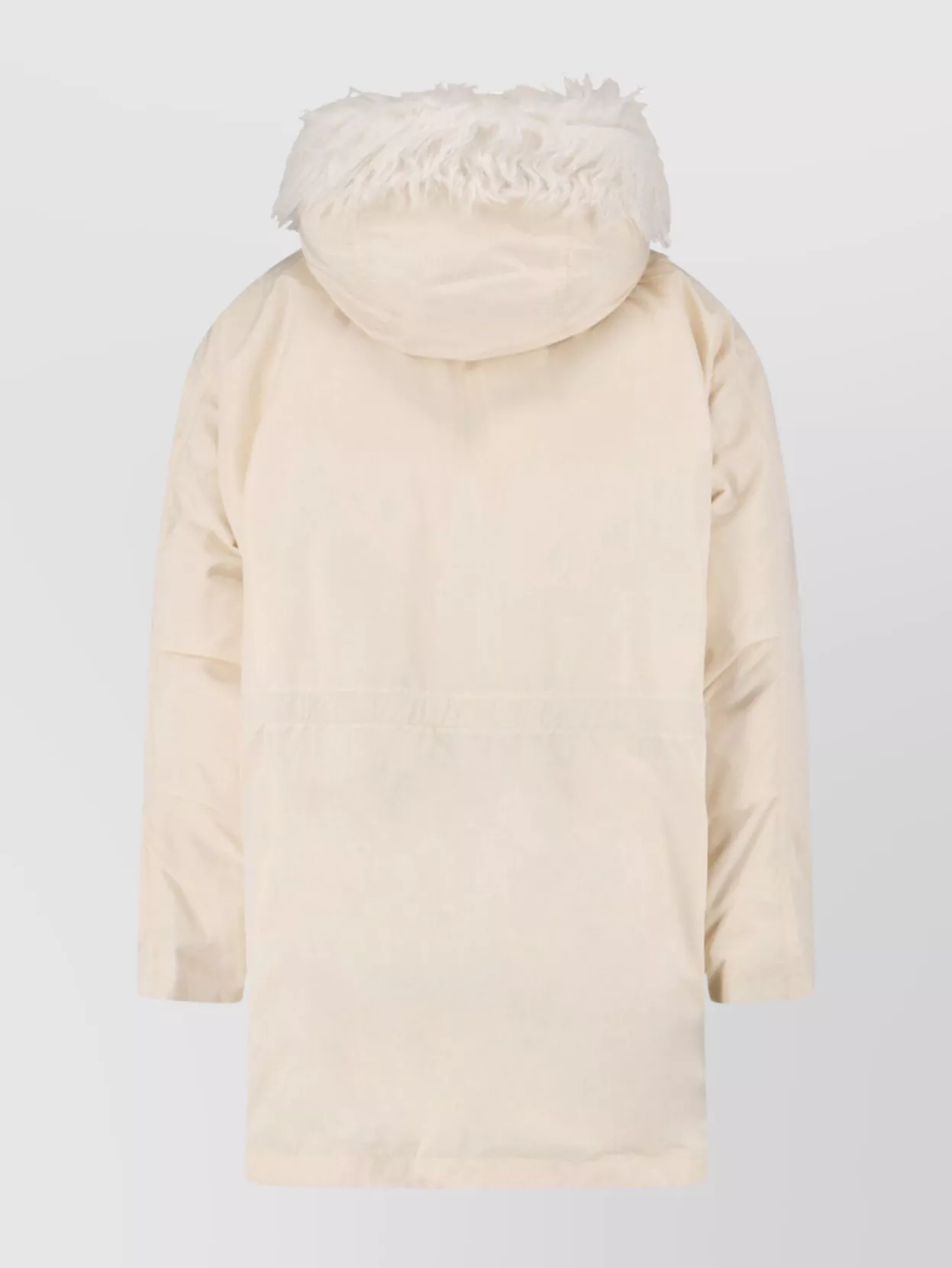 Jil Sander Hooded Longline Jacket With Faux Fur Trim In Multi