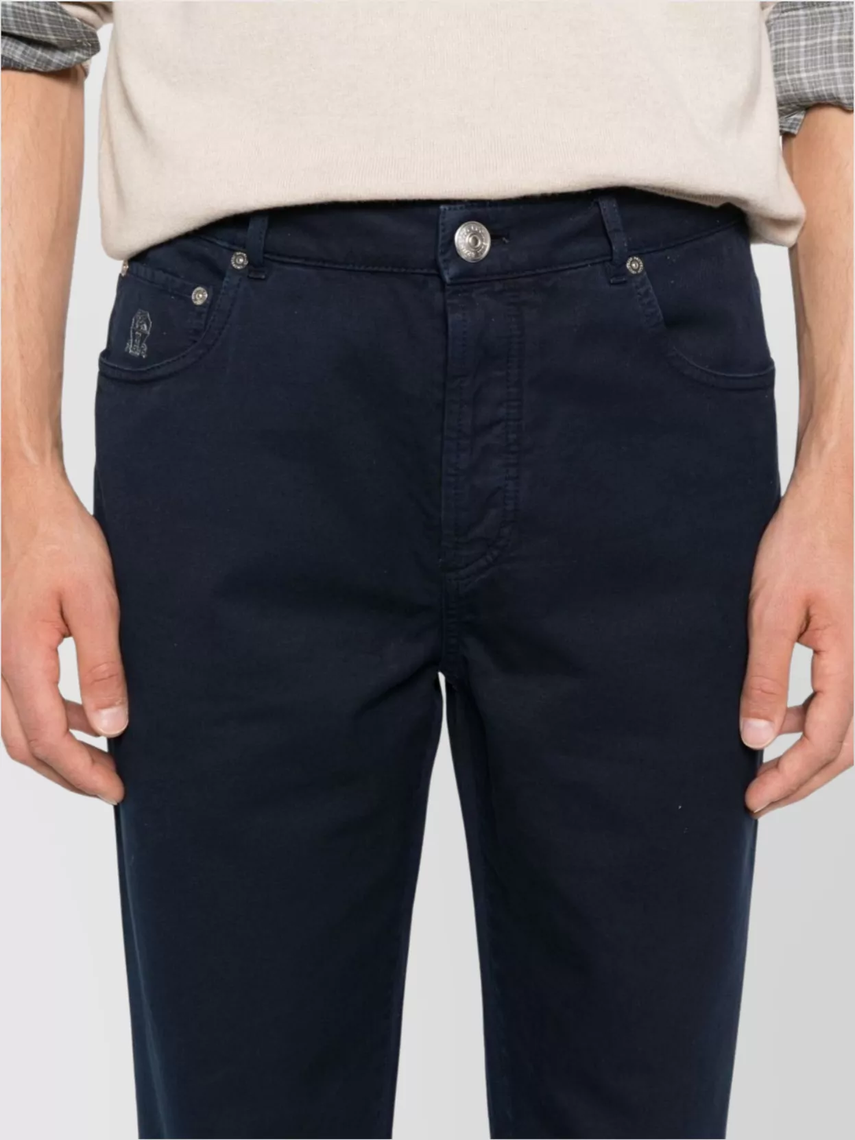 Brunello Cucinelli Cotton Trousers Loops Belt