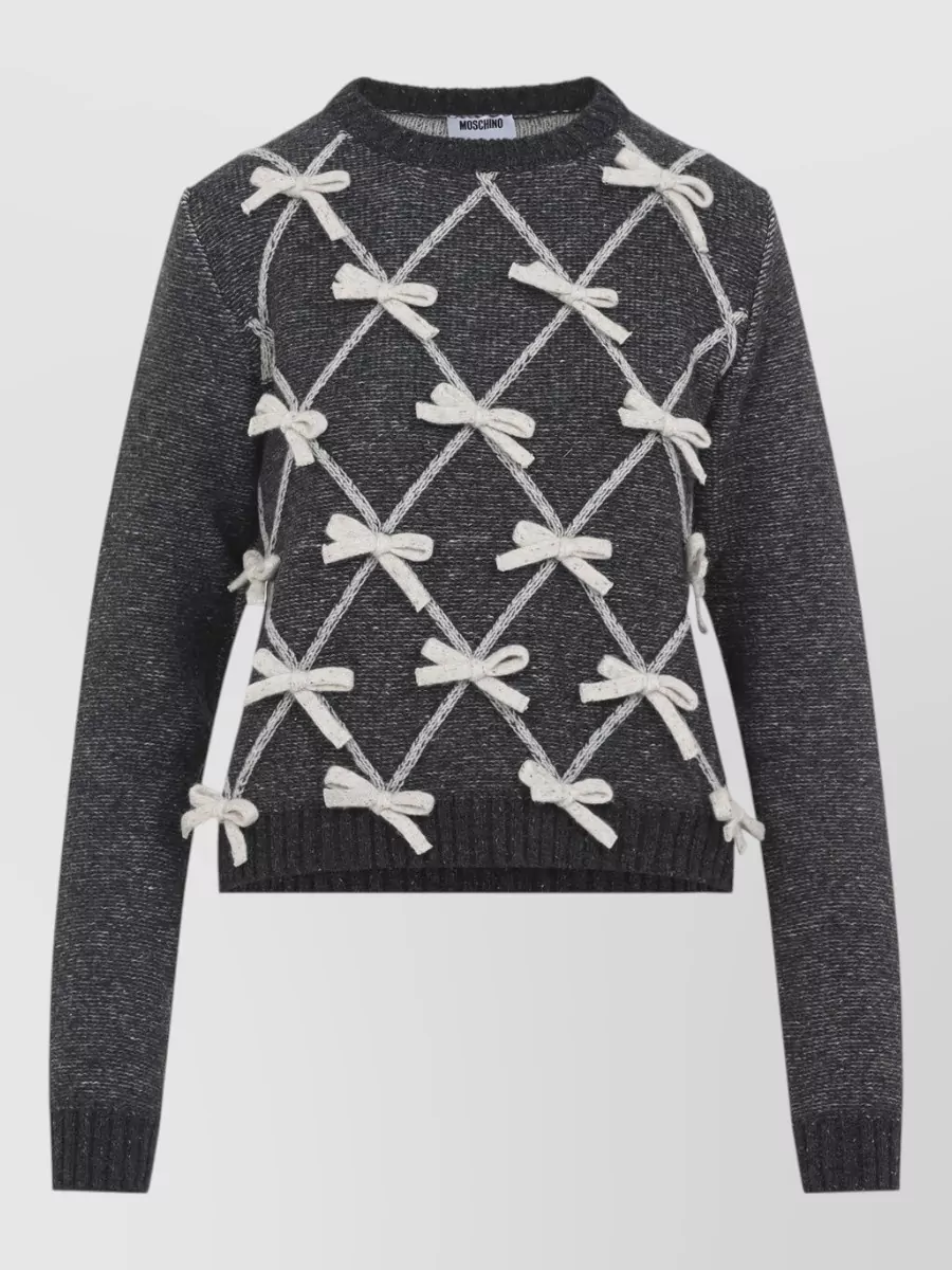 Moschino silk wool slim-fit crew-neck long-sleeve sweater
