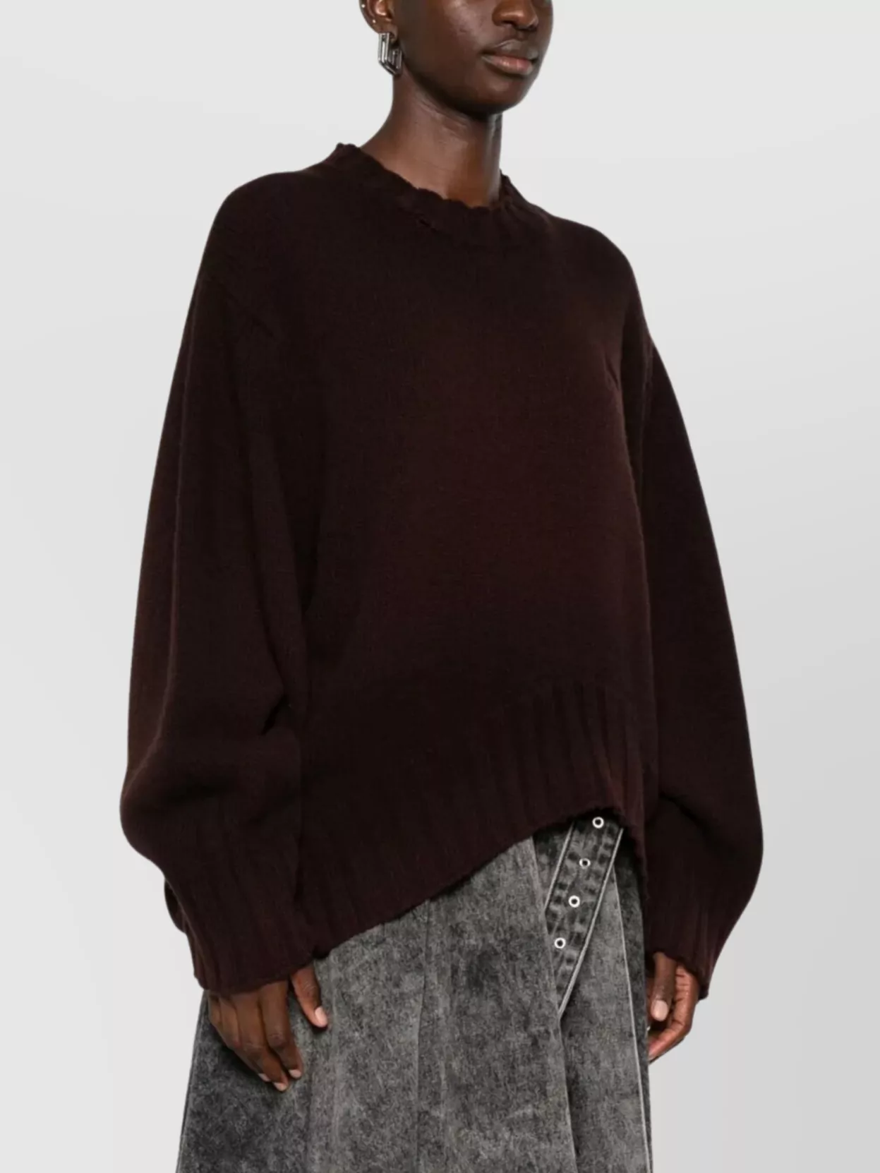 The Attico Long Sleeve Crew Neck Knit Sweater