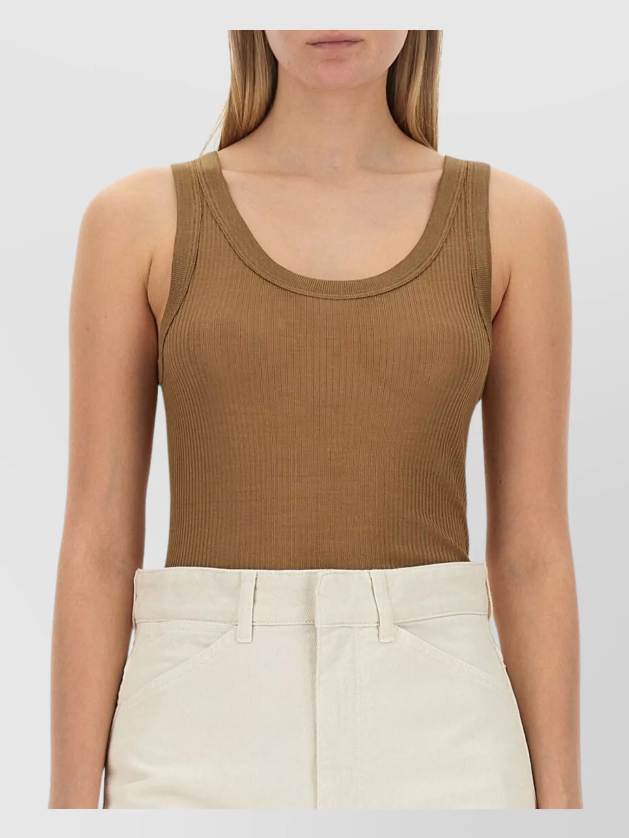 Lemaire Seamless Ribbed Scoop Neck Sleeveless Top