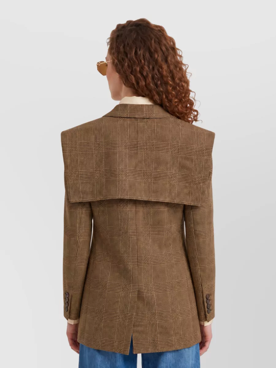 Chloé Virgin Wool Prince Of Wales Single-Breasted Tailored Jacket