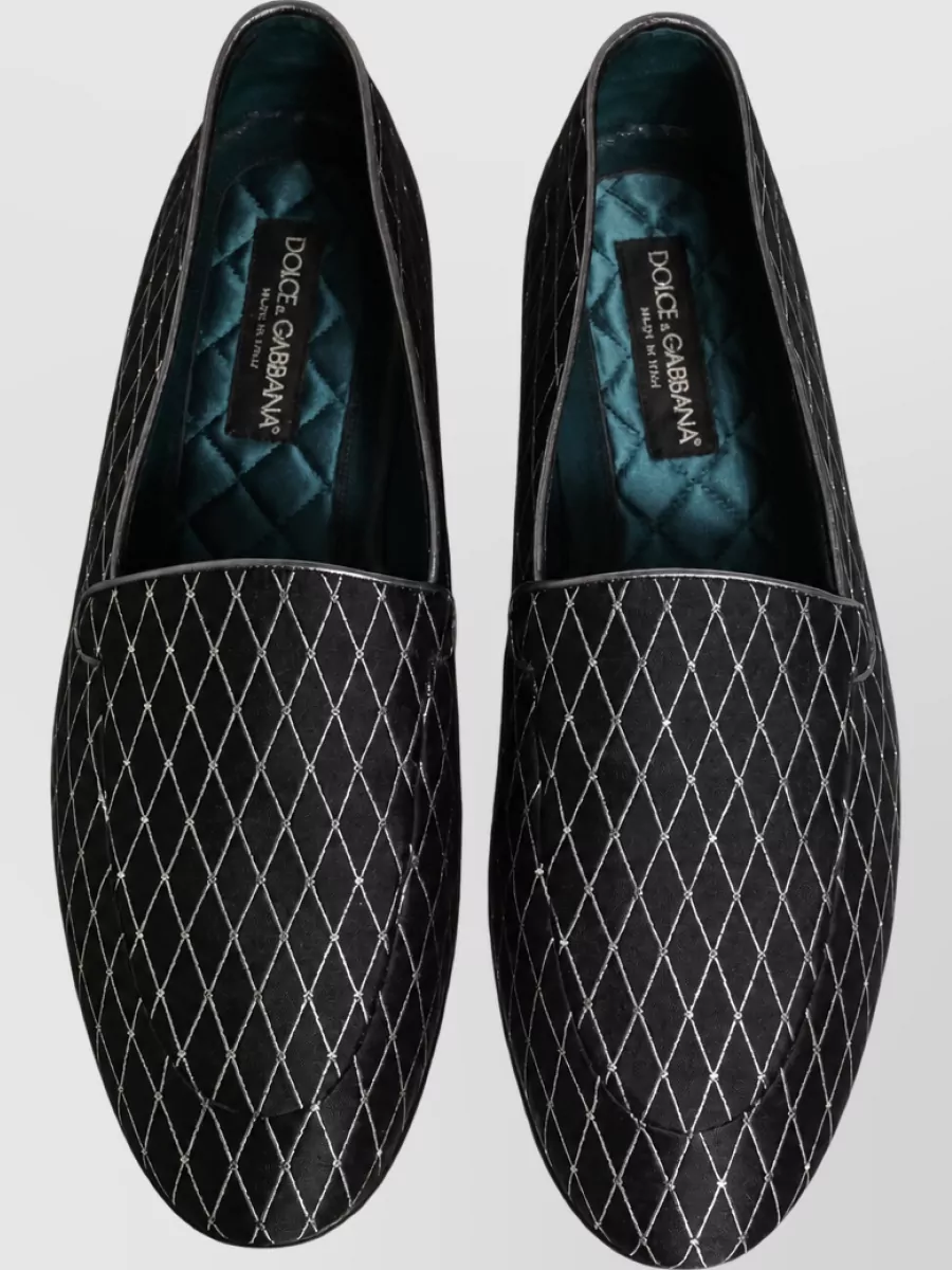 Dolce&Gabbana Leather Diamond-Quilted Slippers