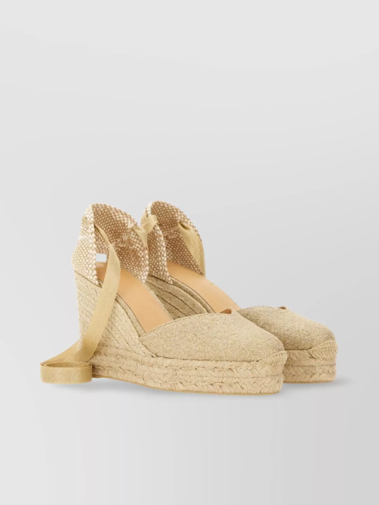 CASTAñER "CLEAR" ANKLE WRAP ESPADRILLE SOLE PEEP TOE WOVEN TEXTURE