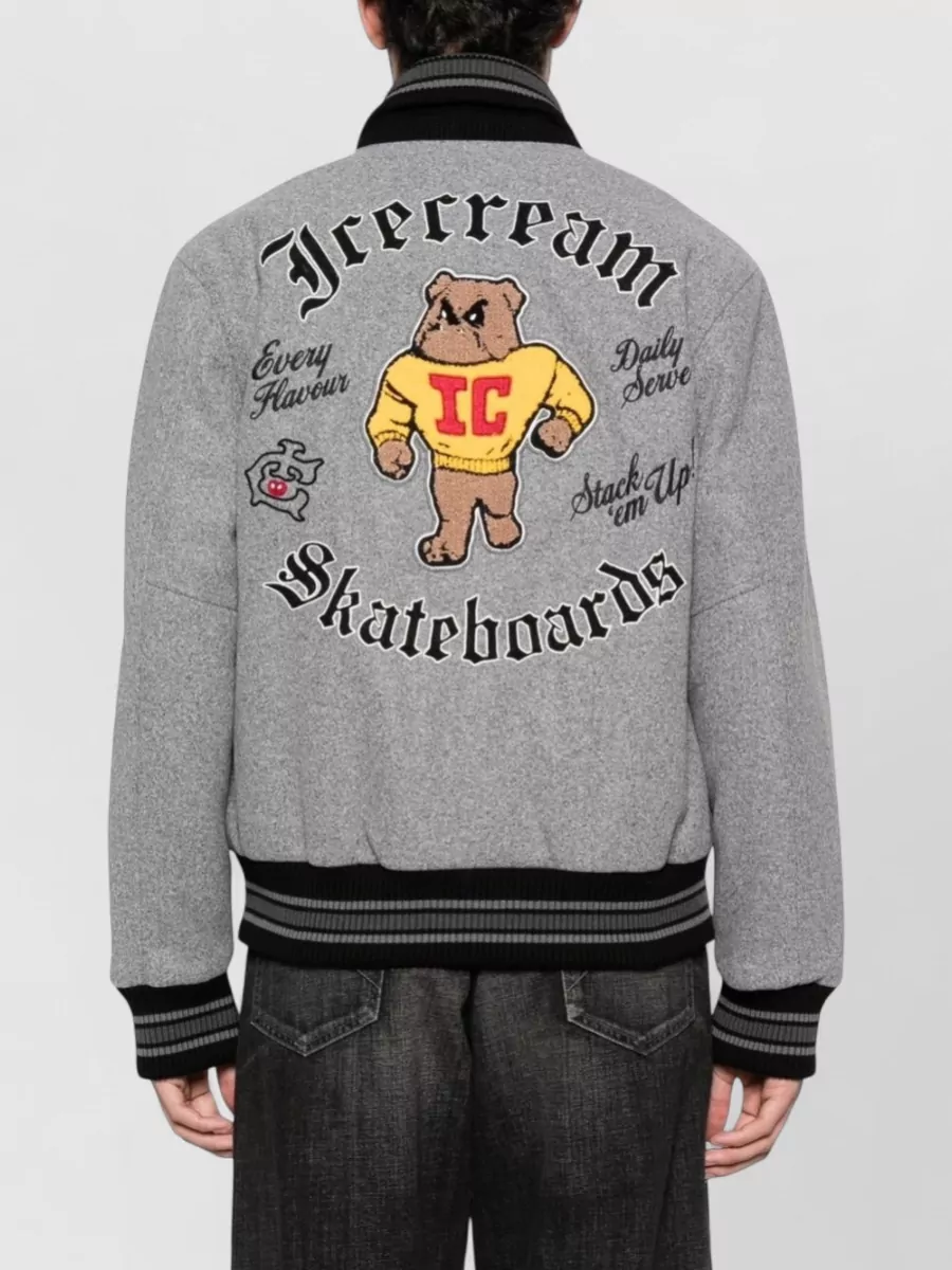 Icecream Appliqué Single-Breasted Coat