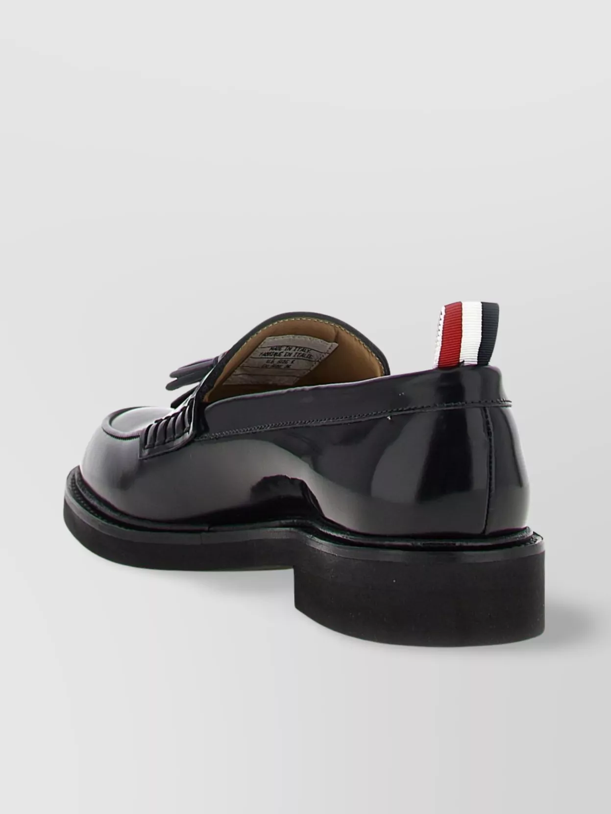 Thom Browne Shiny Round Toe Loafers With Tassel Detail In Black