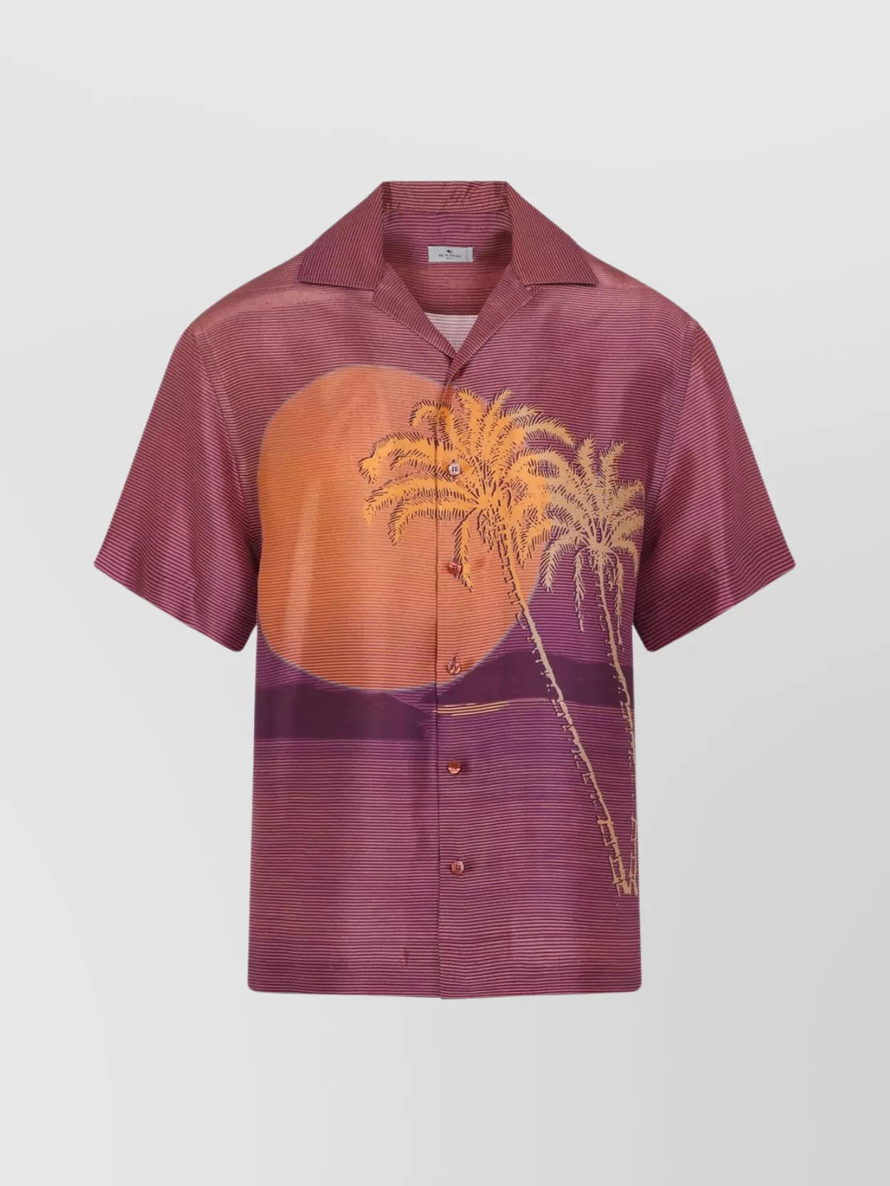 Etro Sunset Print Bowling Collar Shirt