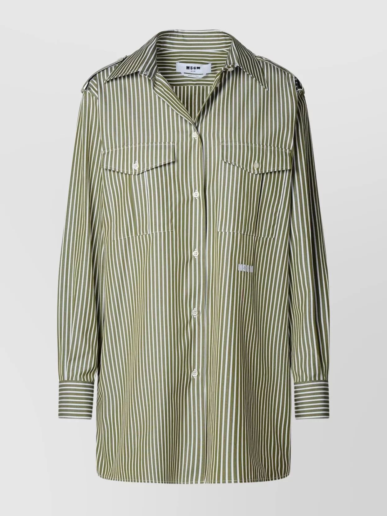 Shop Msgm Cotton Shirt Striped Pattern