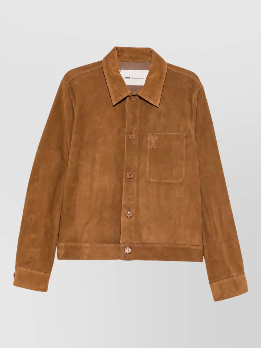 Ami Paris leather single breasted coat