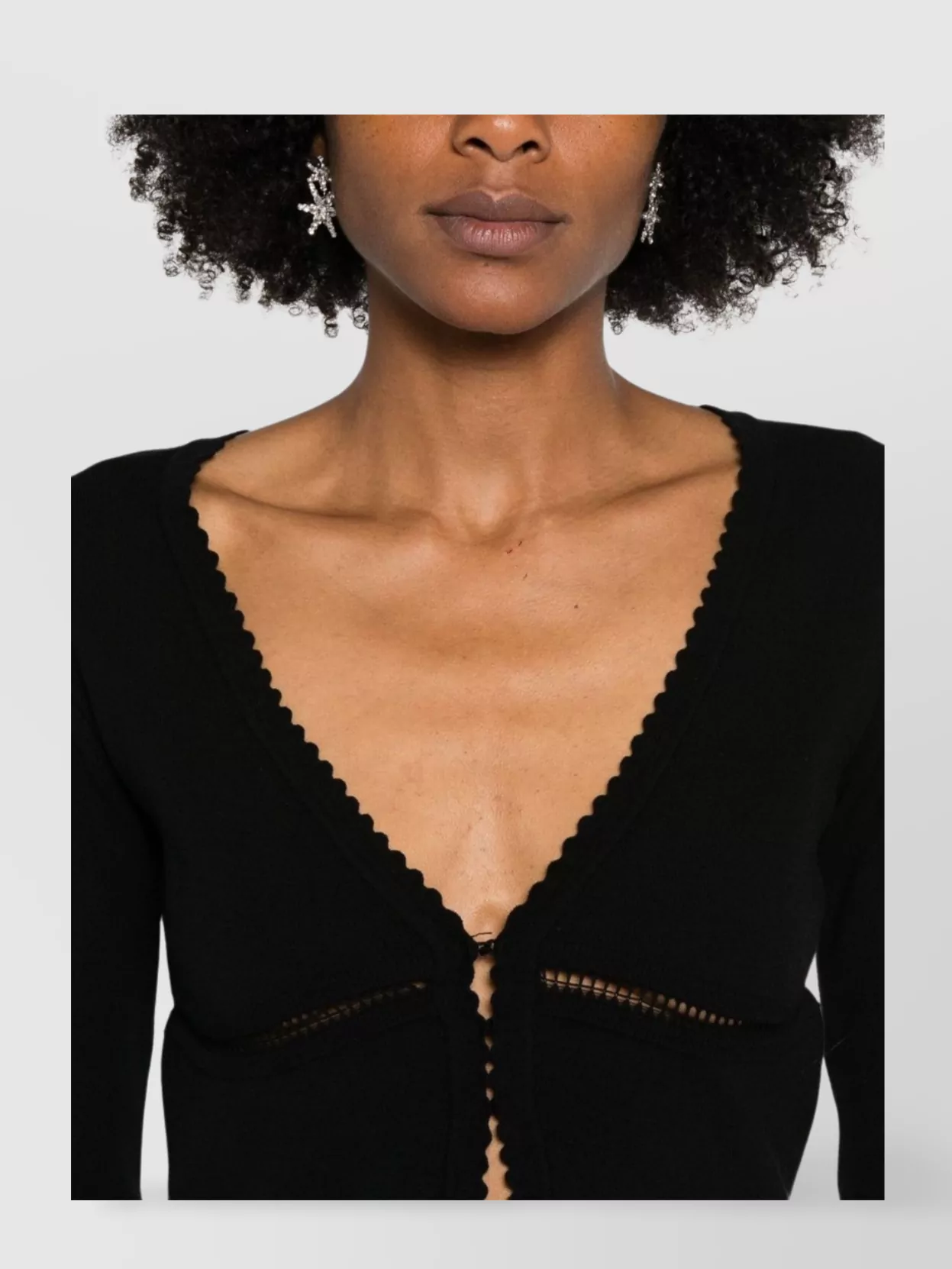 Blumarine Knit V-Neck Cropped Cardigan