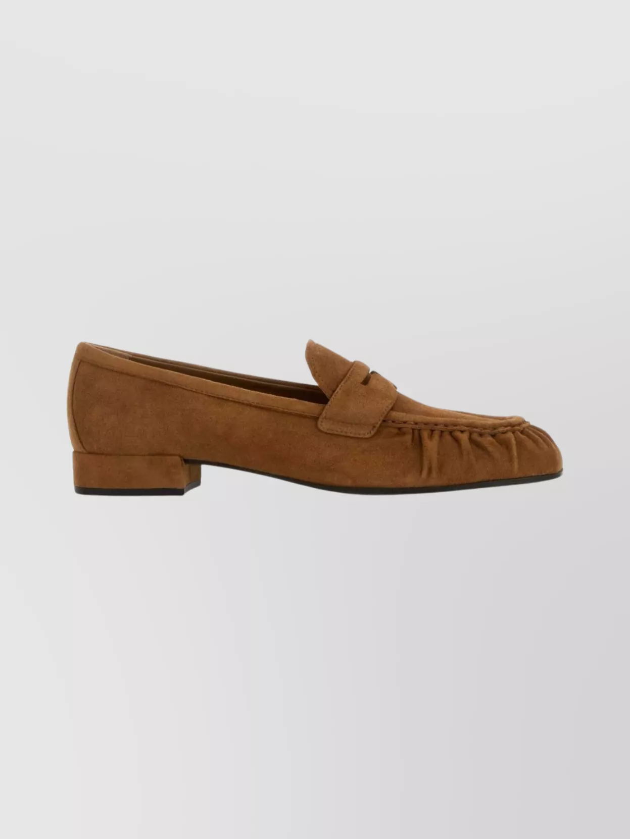 Prada Suede Loafers With Low Block Heel In Brown