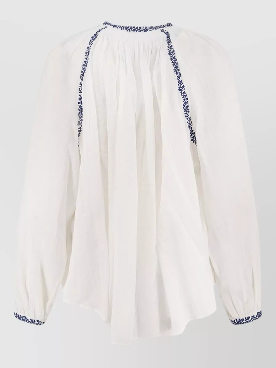 Isabel Marant Etoile Embroidered Cotton Long-Sleeve Blouse