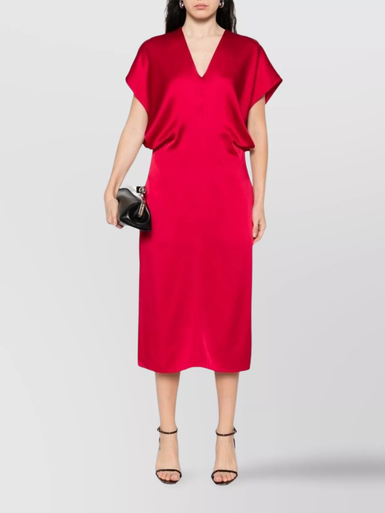 Stella Mccartney Draped Sleeves V-neck Midi Dress In Red