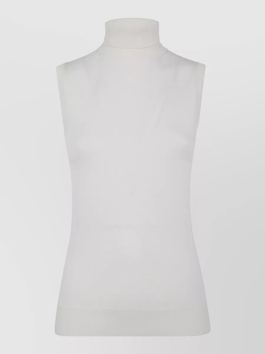 Sportmax virgin wool ribbed turtleneck sleeveless top
