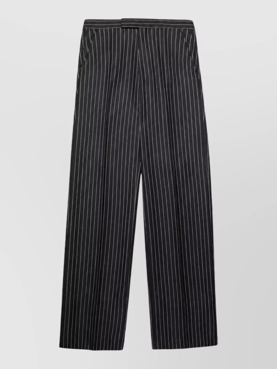 Tom Ford Striped High-Rise Wide-Leg Wool Trousers