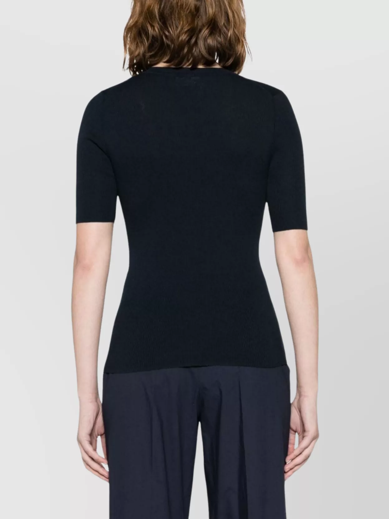 P.a.r.o.s.h Wool Crew Neck Top With Ribbed Texture