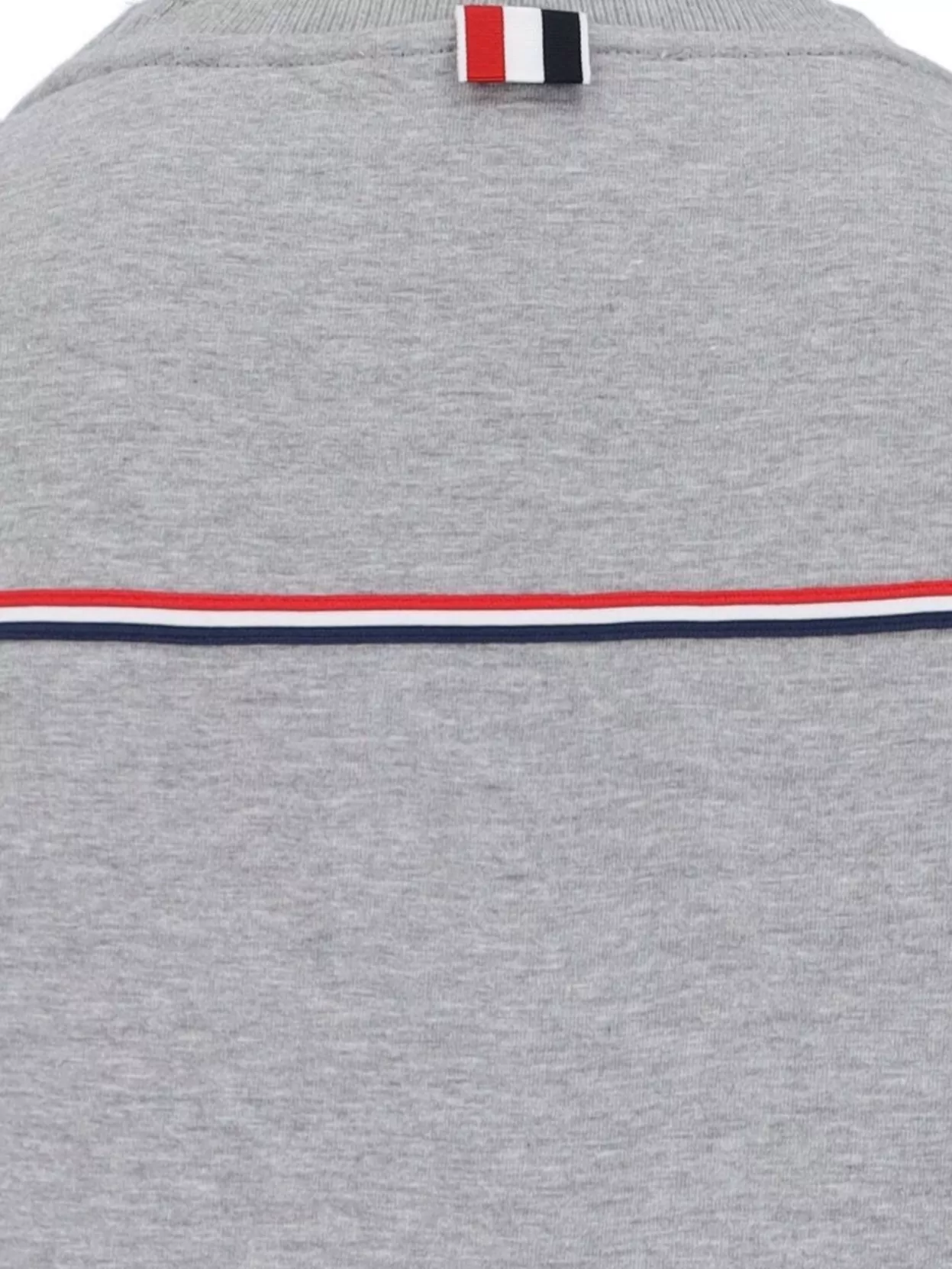 Thom Browne Grey Crewneck T-shirt With Logo Patch On The Front And Striped Detail On The Rear In Cotton Man
