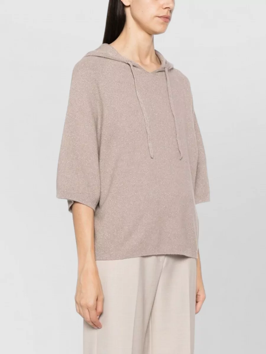 Fabiana Filippi cashmere hooded short-sleeve knitted top