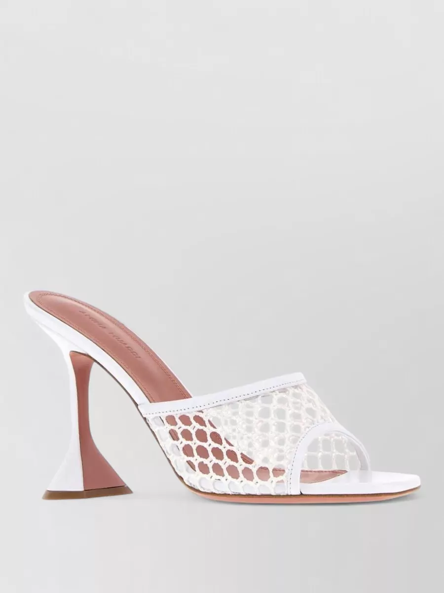 Amina Muaddi Leather Mesh Mules