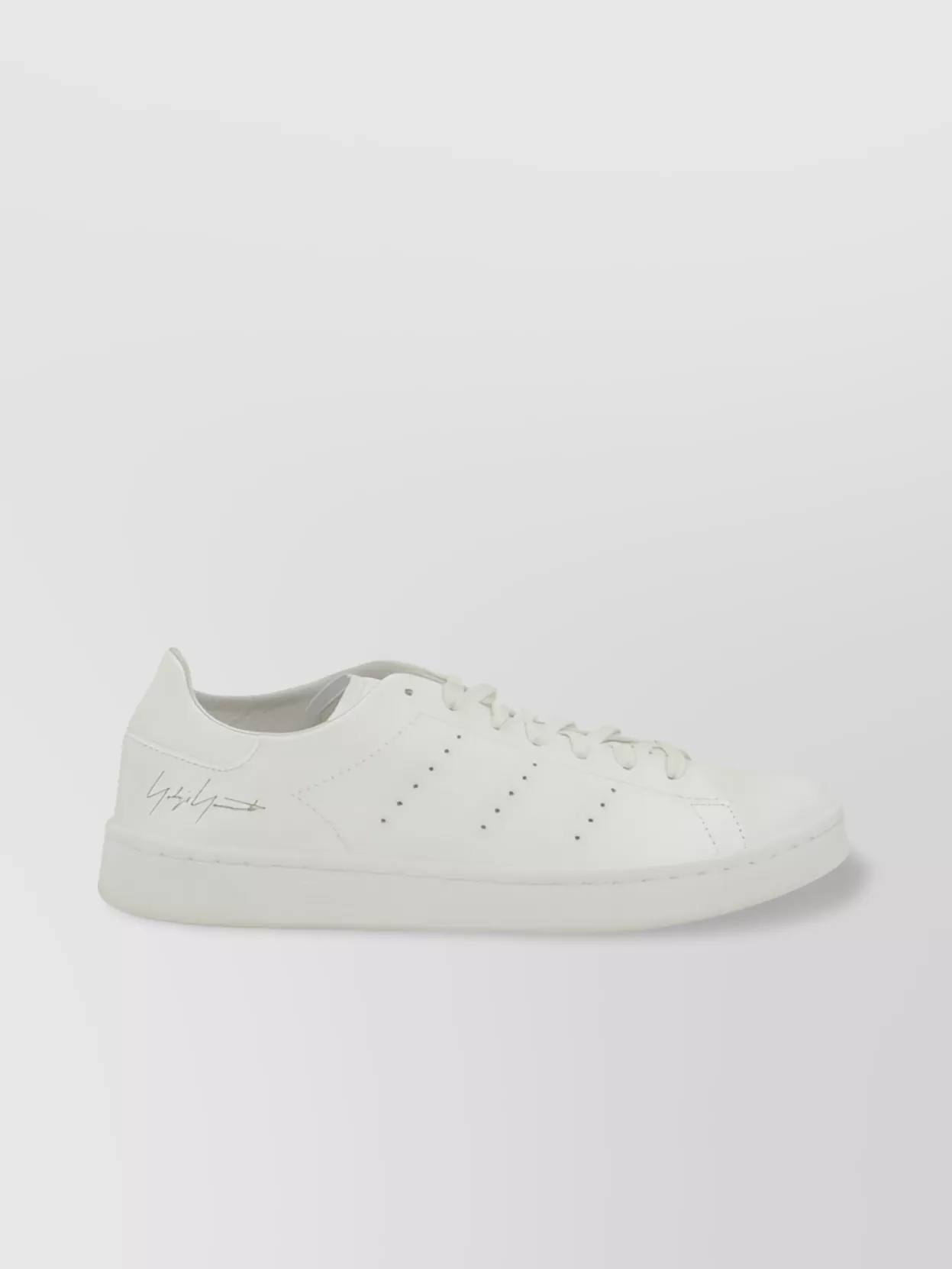 Y-3 White Leather Sneakers With Rounded Toe And Lace-up Closure