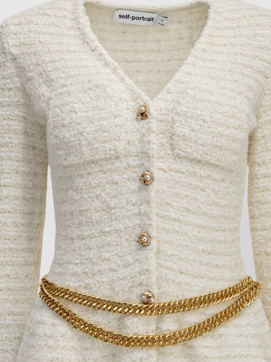 Self-Portrait Textured-Knit Cardigan