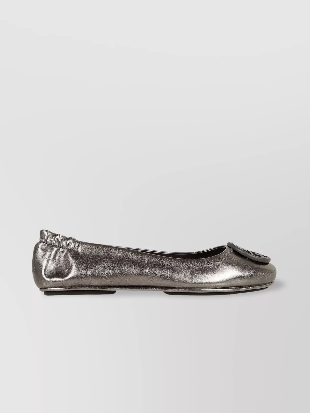 TORY BURCH BALLET FLATS WITH METALLIC SHINE AND BOW