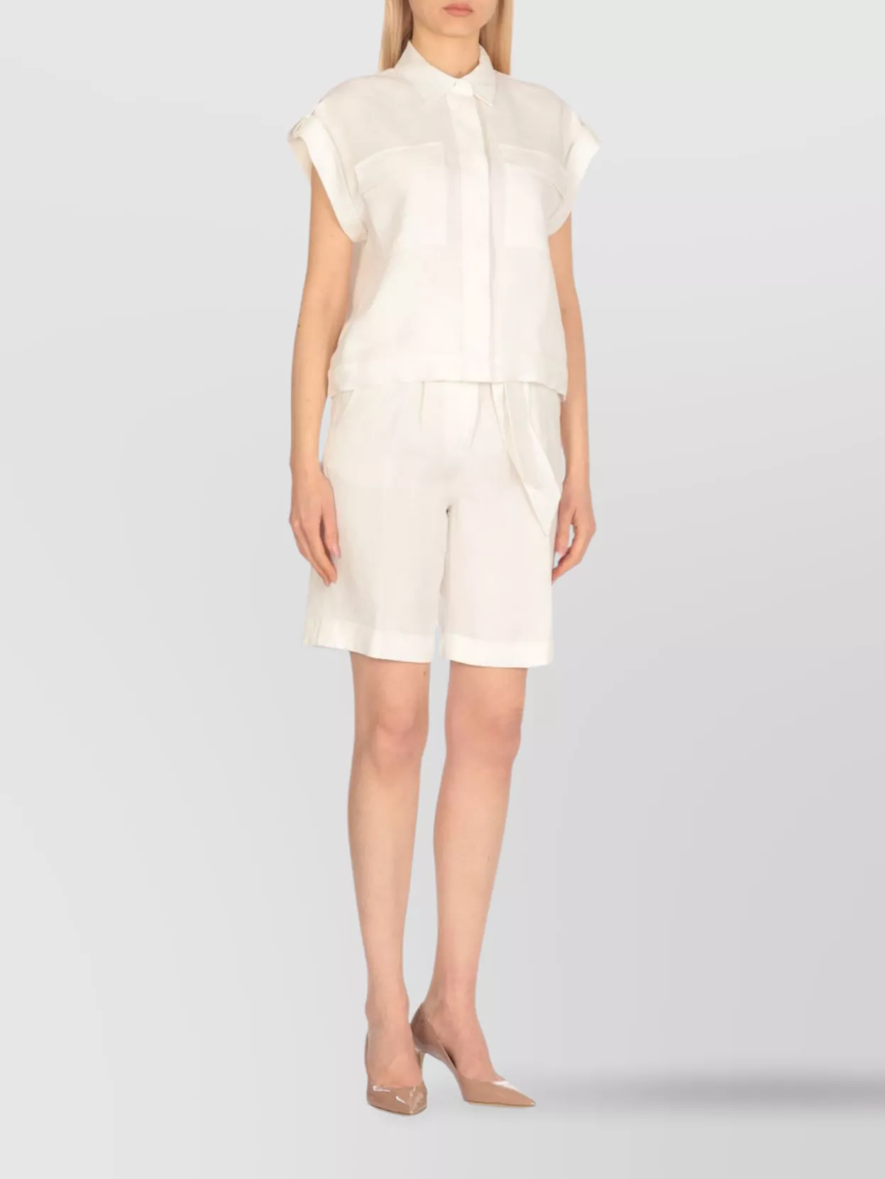 Peserico Casual Silk Blend Collared Neck Top