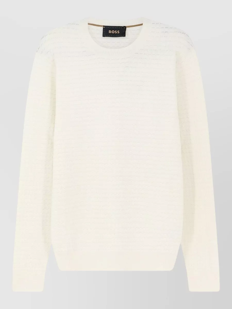 Boss silk crew neck ribbed long-sleeve sweater