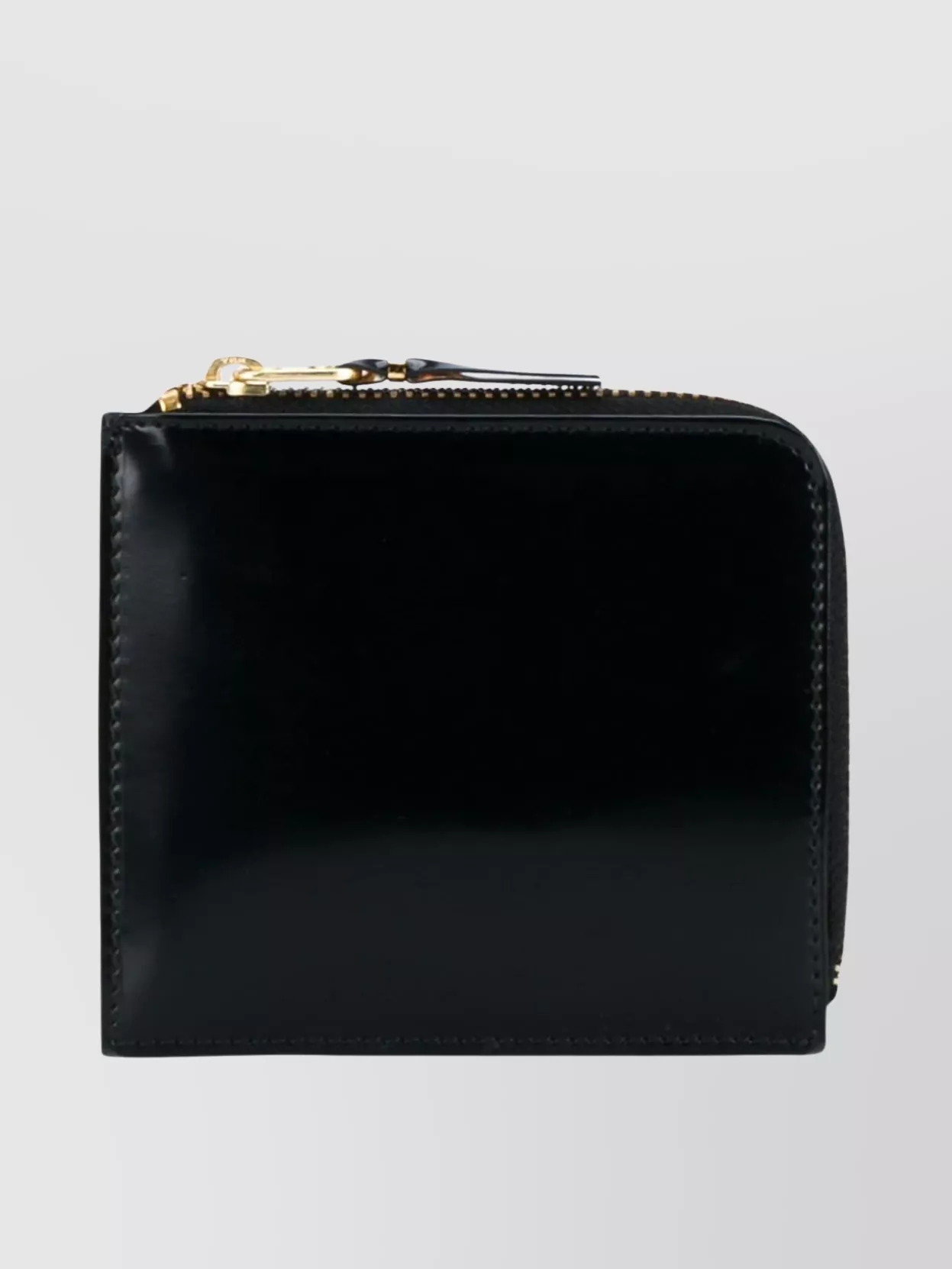 Shop Comme Des Garçons Zippered Glossy Gold-tone Hardware Purse