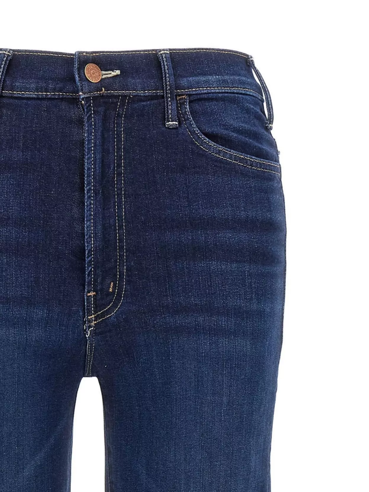 Mother Womens Did You Bring Me Anythin The Bookie Heel Straight-leg High-rise Denim Jeans In Blue