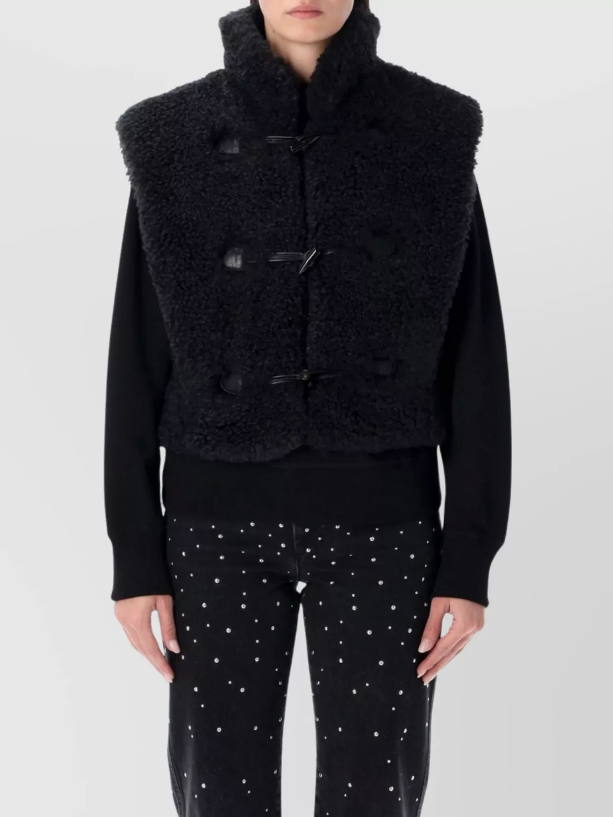 Isabel Marant Étoile Sleeveless Shearling Vest High Collar In Black
