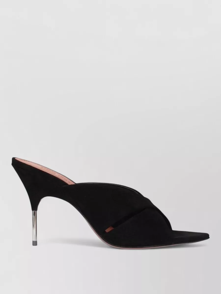 Amina Muaddi Leather Stiletto-Heel Mules