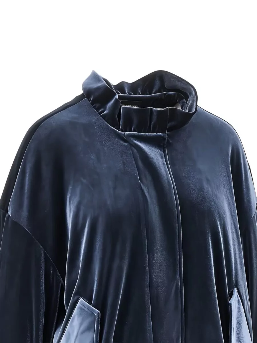 Emporio Armani Chenille Funnel Neck Oversized Jacket